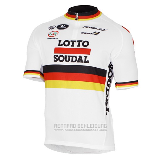 2017 Fahrradbekleidung Lotto Soudal Champion Deutschland Trikot Kurzarm und Tragerhose